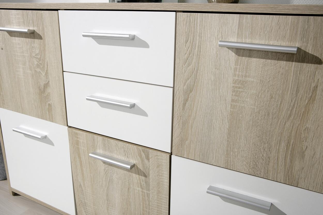 Kommode Elvezia Eiche Sonoma Nachbildung weiß B/H/T: ca. 115x77x30 cm