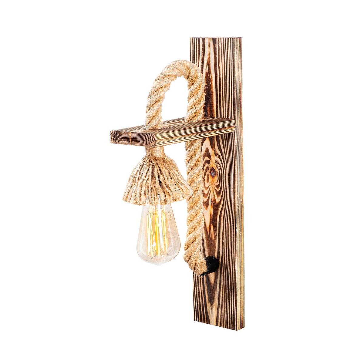 Opviq Wandleuchte Holzoptik Holz B/H/L: ca. 18x45x9 cm E27 1 Brennstellen