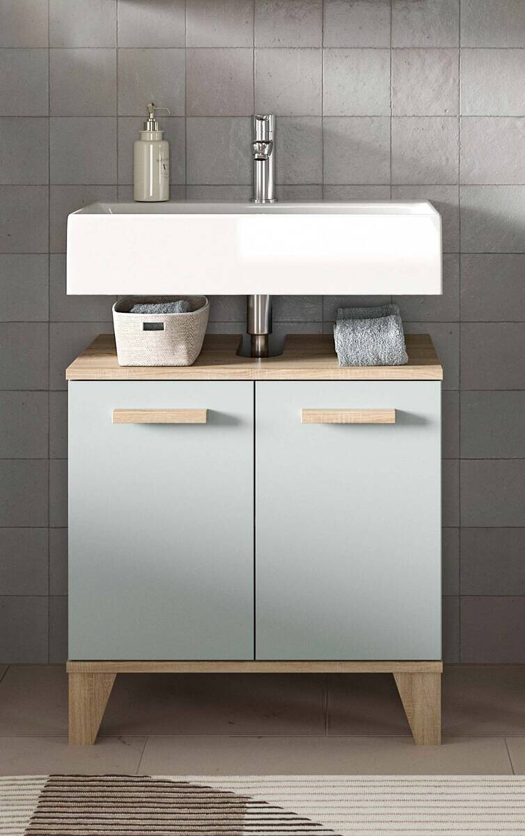 Waschbeckenunterschrank STAR hellgrün Eiche hell Nachbildung B/H/T: ca. 60x61x34 cm