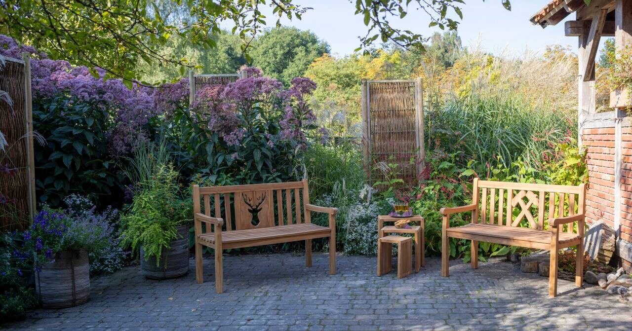 deVries Gartenbank Woodie natur Teakholz B/H/T: ca. 120x89x60 cm