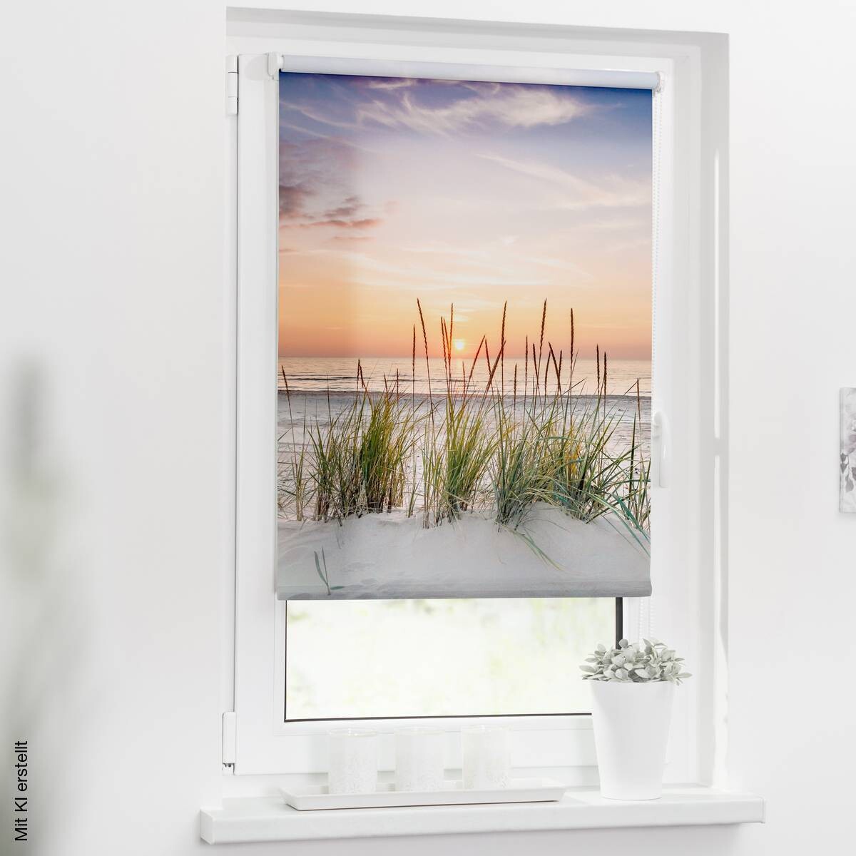 LICHTBLICK Verdunkelungsrollo Nordseestrand weiß B/L: ca. 80x150 cm