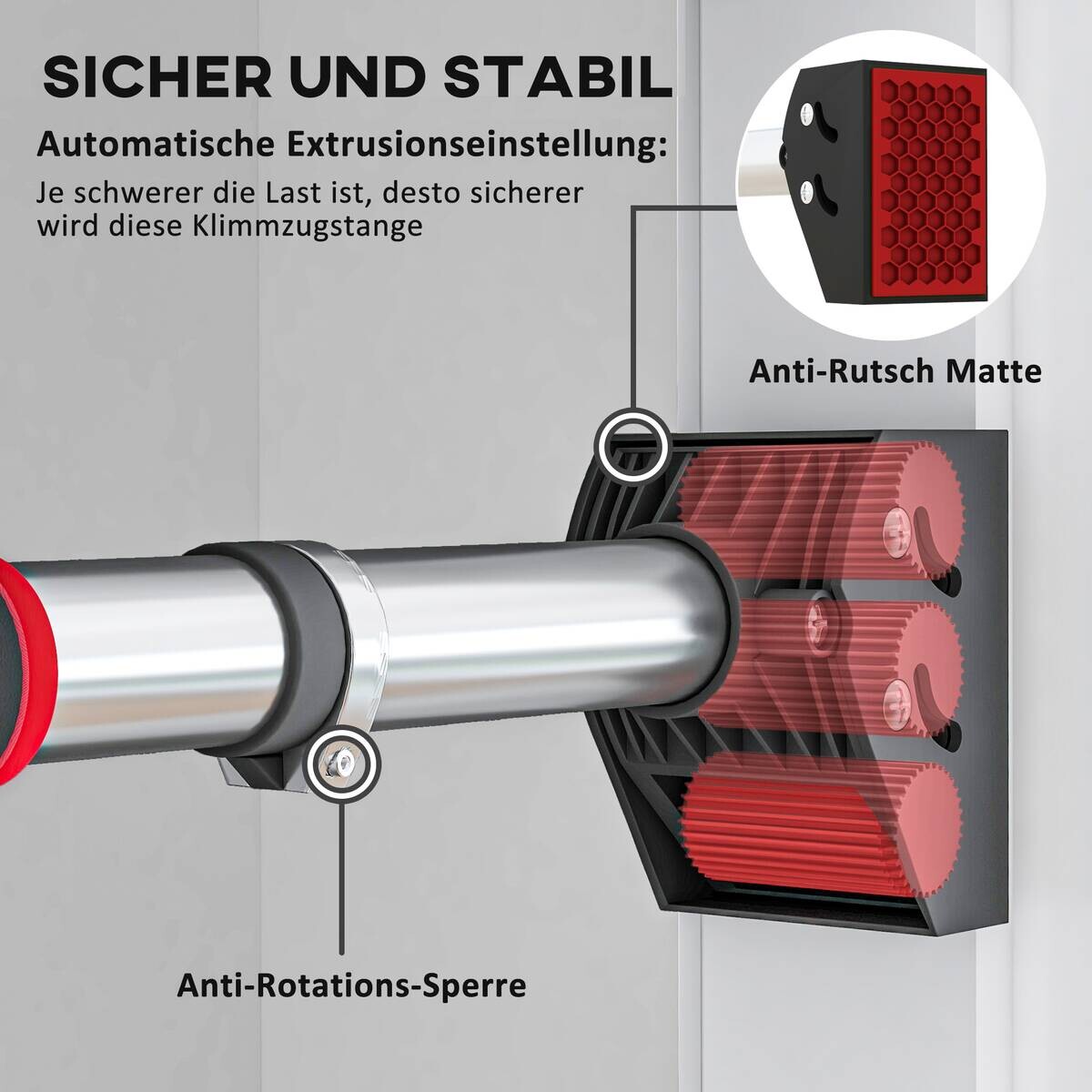 SPORTNOW Klimmzugstange rot Edelstahl B/H/L: ca. 10x7x92 cm