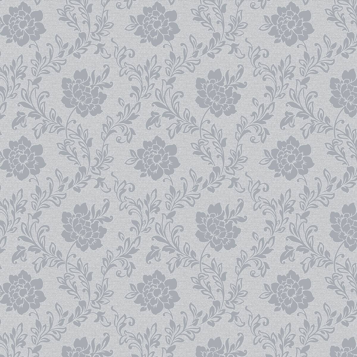 Vinyltapete Blumenranke grau dunkelgrau B/L: ca. 53x1005 cm