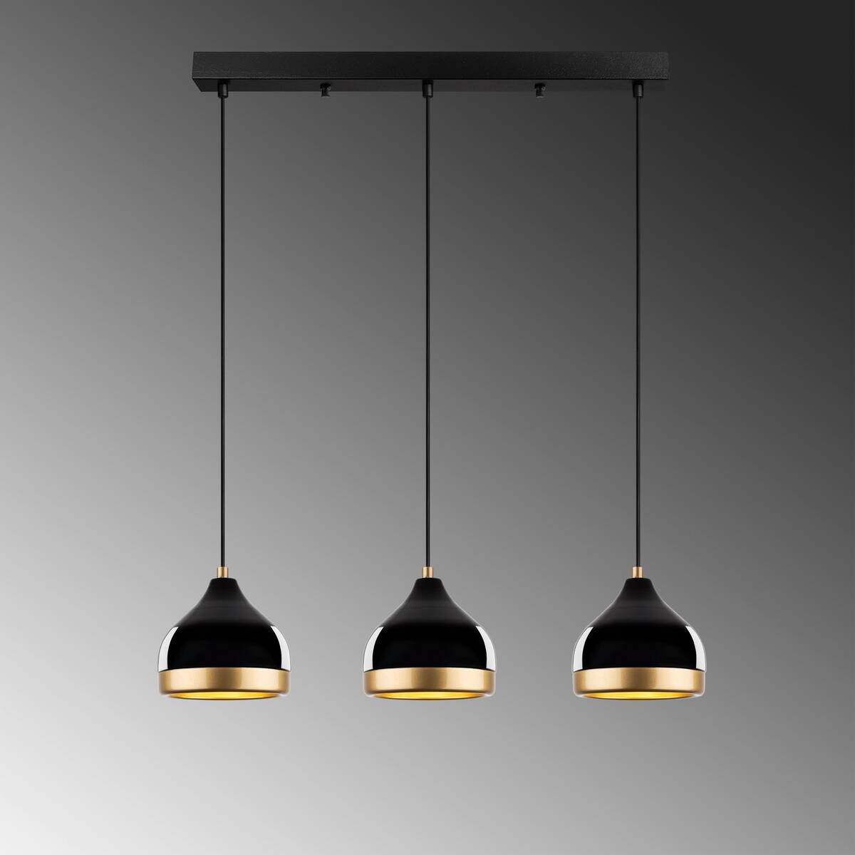 Opviq Pendelleuchte Yildo schwarz B/H/T/L: ca. 17x111x17x67 cm E27 3 Brennstellen