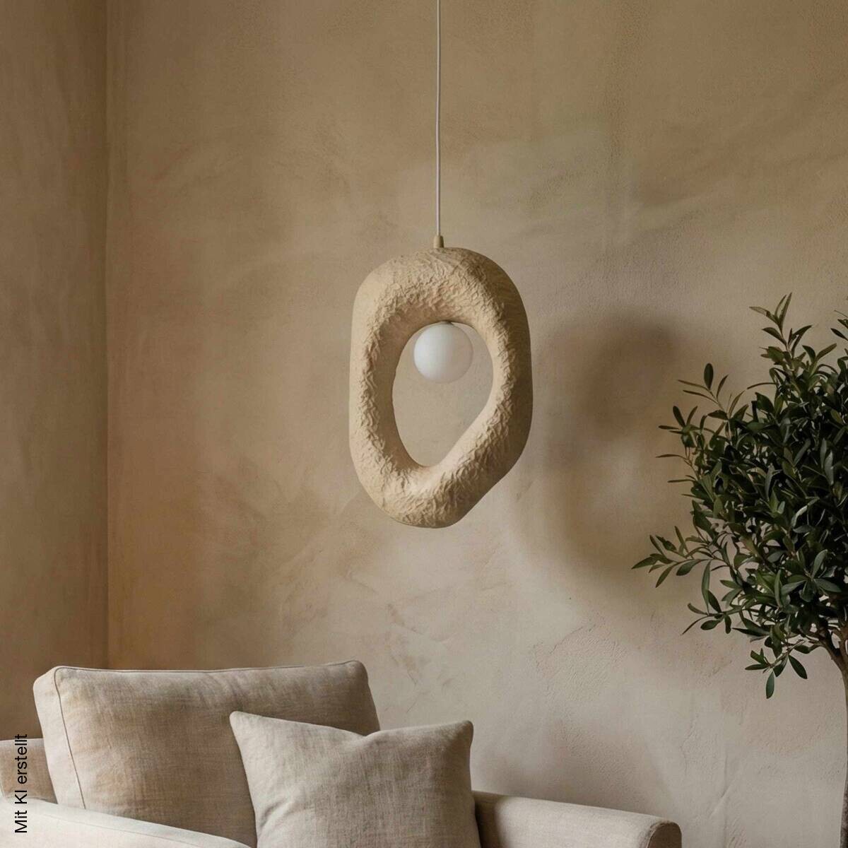 Opviq Pendelleuchte beige Metall B/H/T/L: ca. 12x110x30x12 cm E27 1 Brennstellen