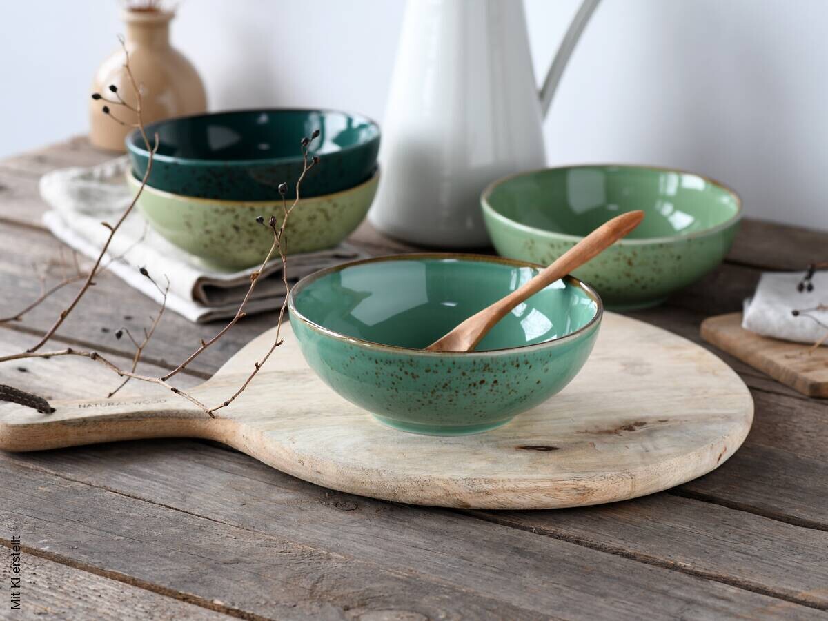 CreaTable Schüsselset Nature Collection grün Steinzeug