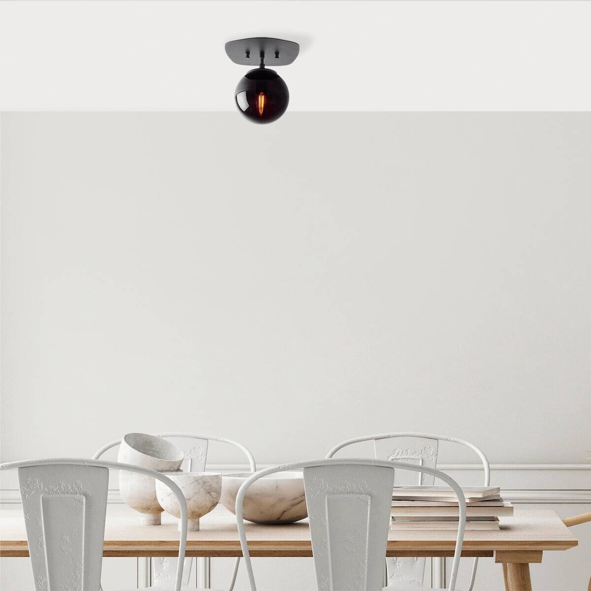 Opviq Deckenleuchte Well-11676 schwarz Glas B/H/T/L: ca. 20x25x25x20 cm E14 1 Brennstellen