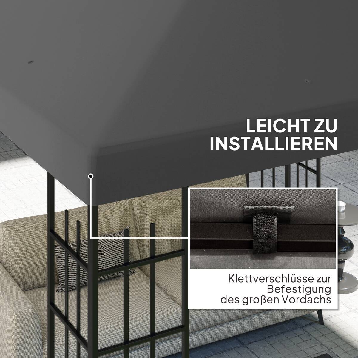 Outsunny Pavillondach dunkelgrau Metall B/H/L: ca. 298x1x298 cm
