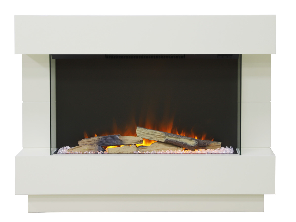 BHP Elektrischer-Kamin B992220 weiß Kunststoff Metall Glas B/H/T: ca. 100x78x27 cm