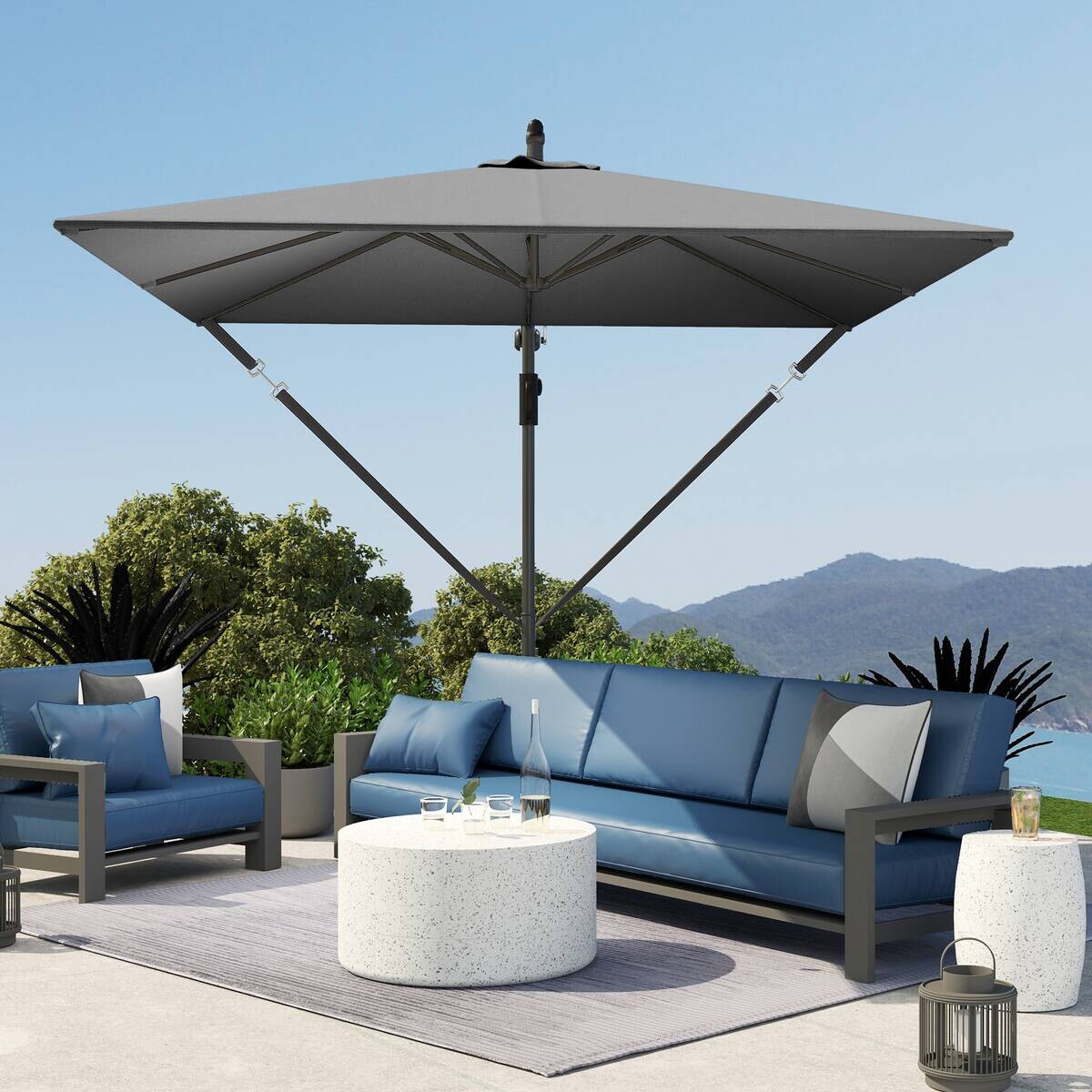 Outsunny Ampelschirm grau Polyester B/H/L: ca. 250x235x295 cm