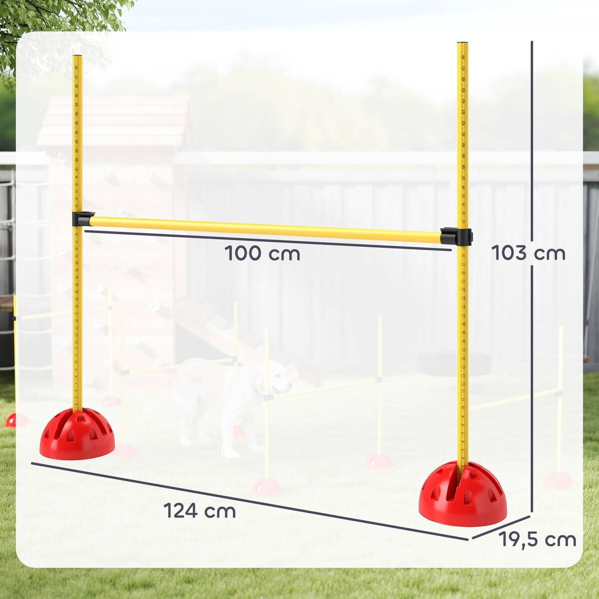PawHut Hund Agility Set gelb Kunststoff B/H/L: ca. 19,5x103x124 cm