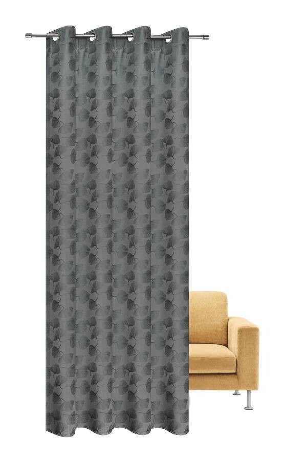 Happy Home Verdunklungsvorhang Gingko grau B/L: ca. 140x245 cm