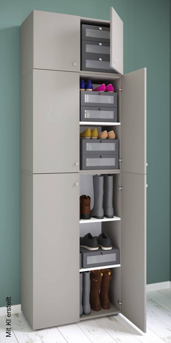 Schuhschrank Lona grau weiß B/H/T: ca. 70x223x39 cm