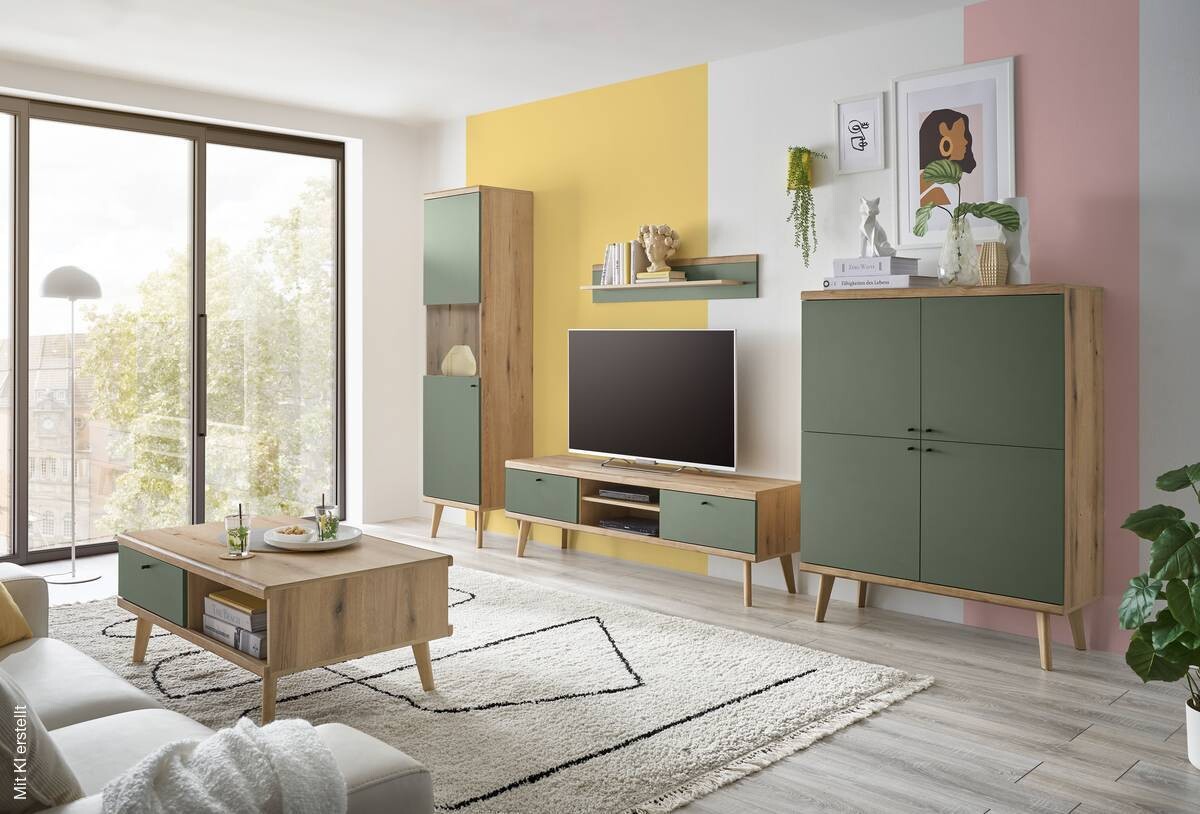 Lowboard Alva Eiche Evoke Coast Nachbildung salbei B/H/T: ca. 160x50x40 cm
