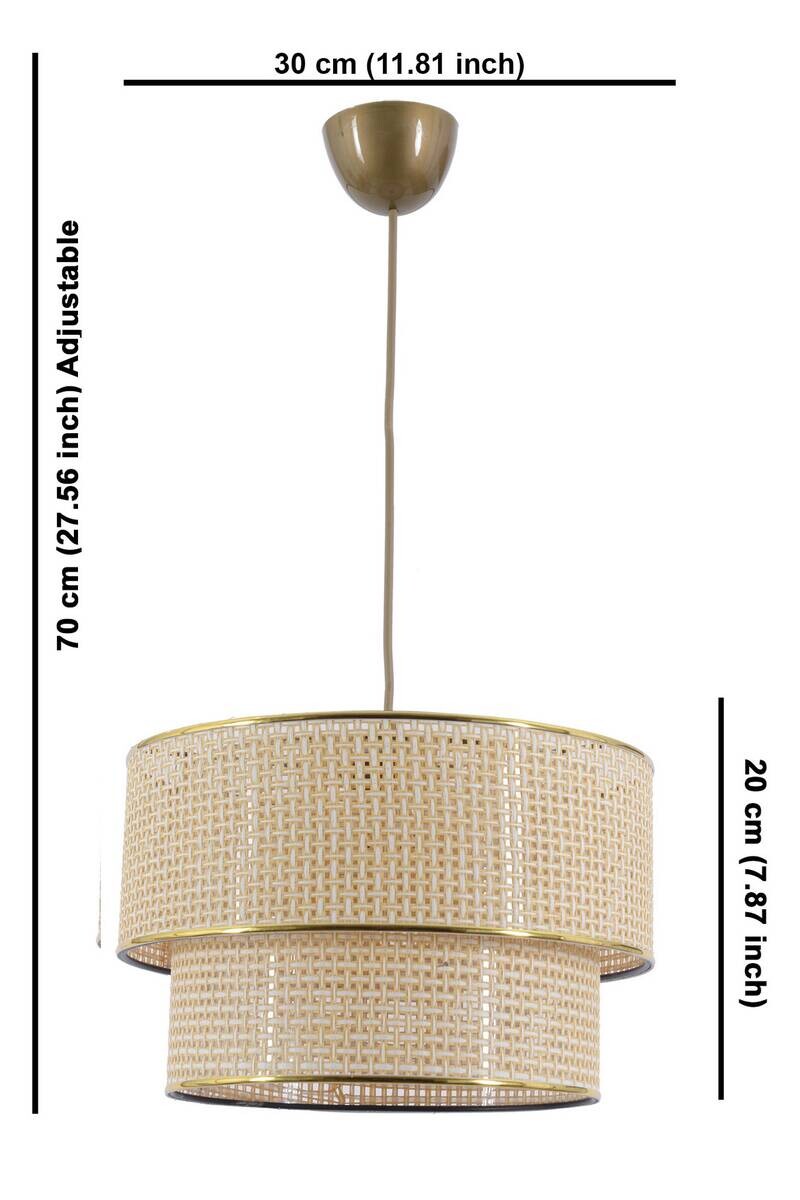 Opviq Pendelleuchte Hazeran weiß ecru Baumwolle B/H/T/L/D: ca. 30x70x30x30x30 cm E27 1 Brennstellen