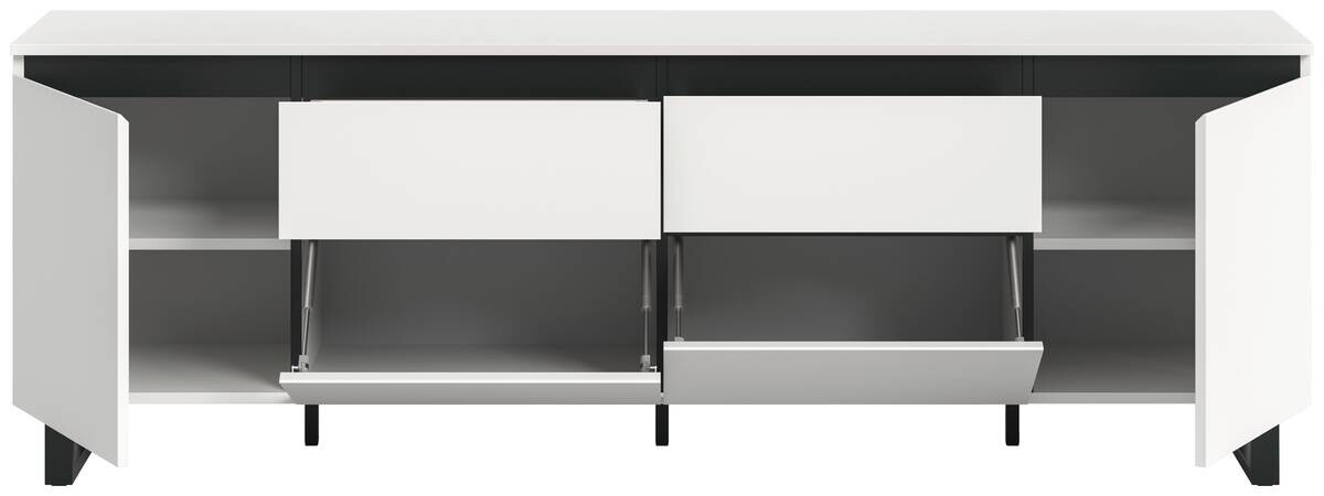 Lowboard Tomasa weiß schwarz B/H/T: ca. 188x65x36 cm