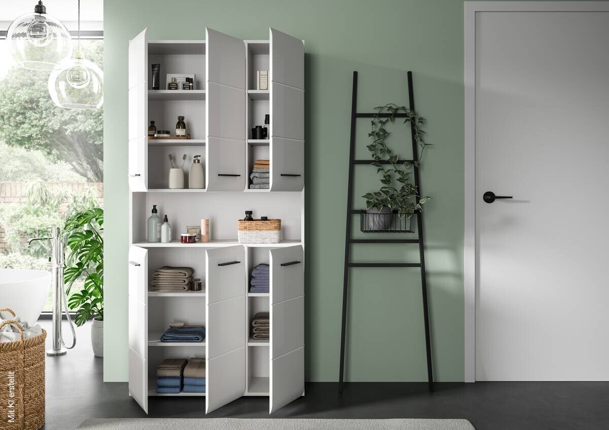 Mehrzweckschrank Ice weiß weiß Hochglanz B/H/T: ca. 90x185x30 cm