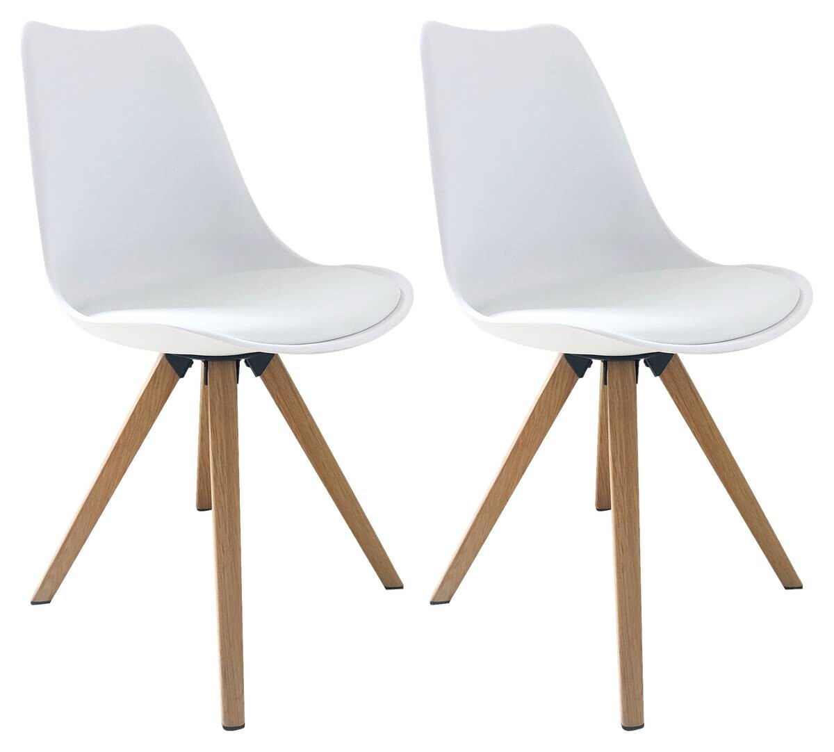 Stuhl KIRA 2er-Set weiß weiß Eiche Kunststoff Kunstleder Metall B/H/T: ca. 48x86x55,5 cm