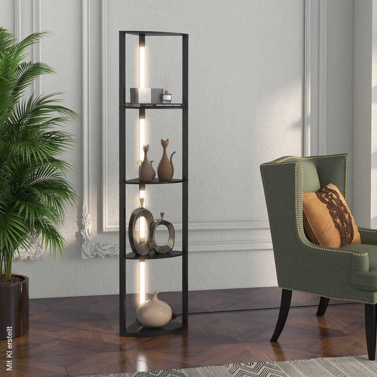 HOMCOM Stehleuchte schwarz MDF B/H/L: ca. 29,5x163,5x41 cm