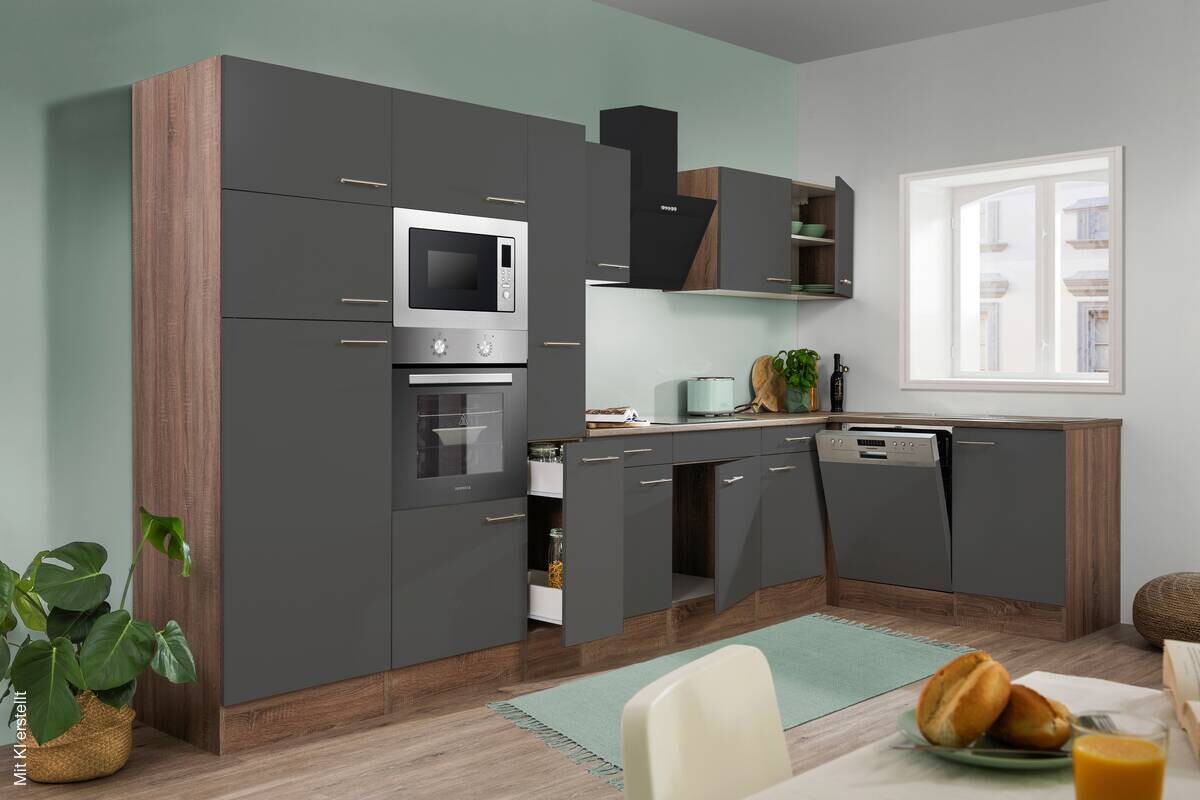 Respekta Winkelküche KBL370EYGMISGKE grau B/H/T: ca. 370x205x172 cm