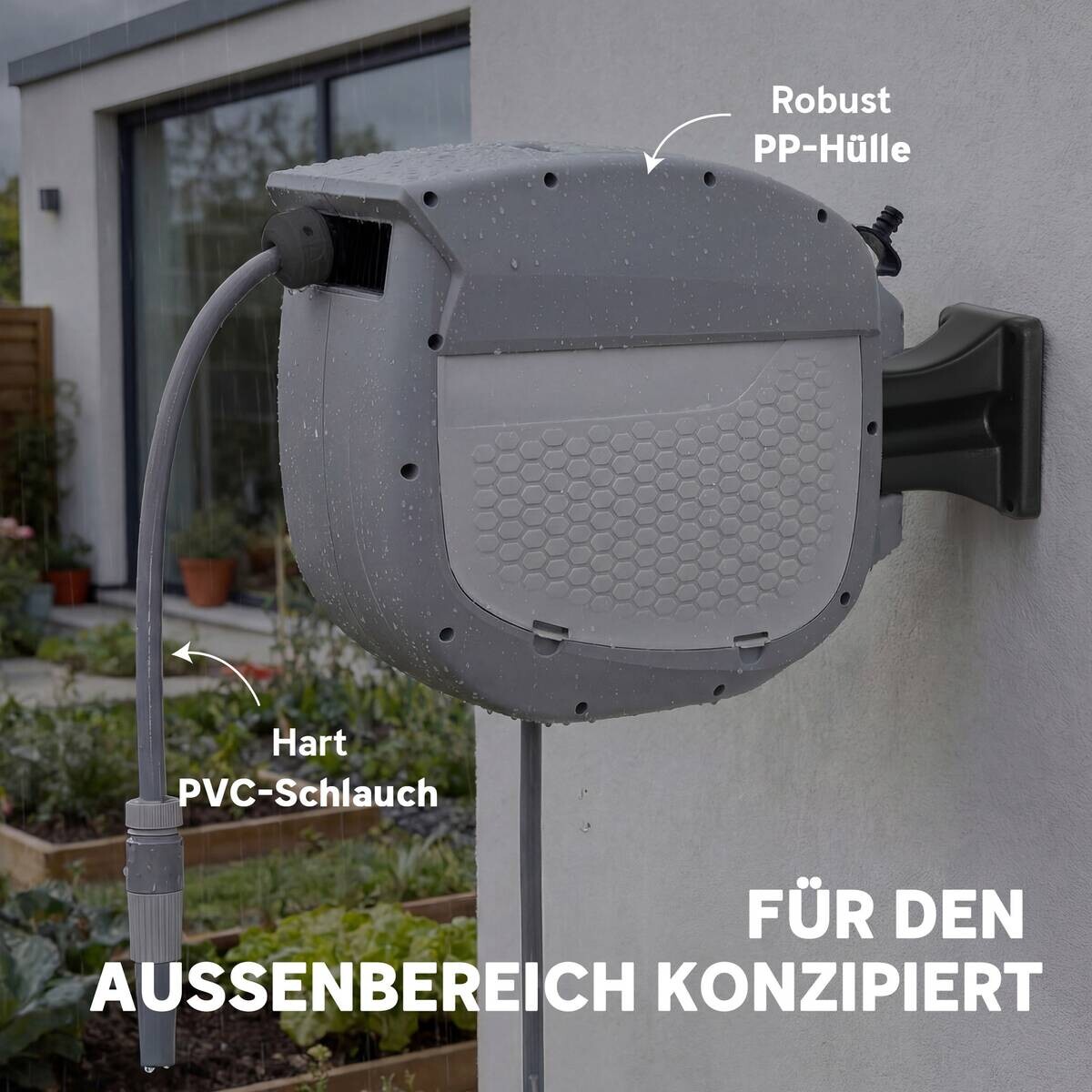 Outsunny Schlauchtrommel grau B/H/T/L: ca. 22x35x22x52 cm