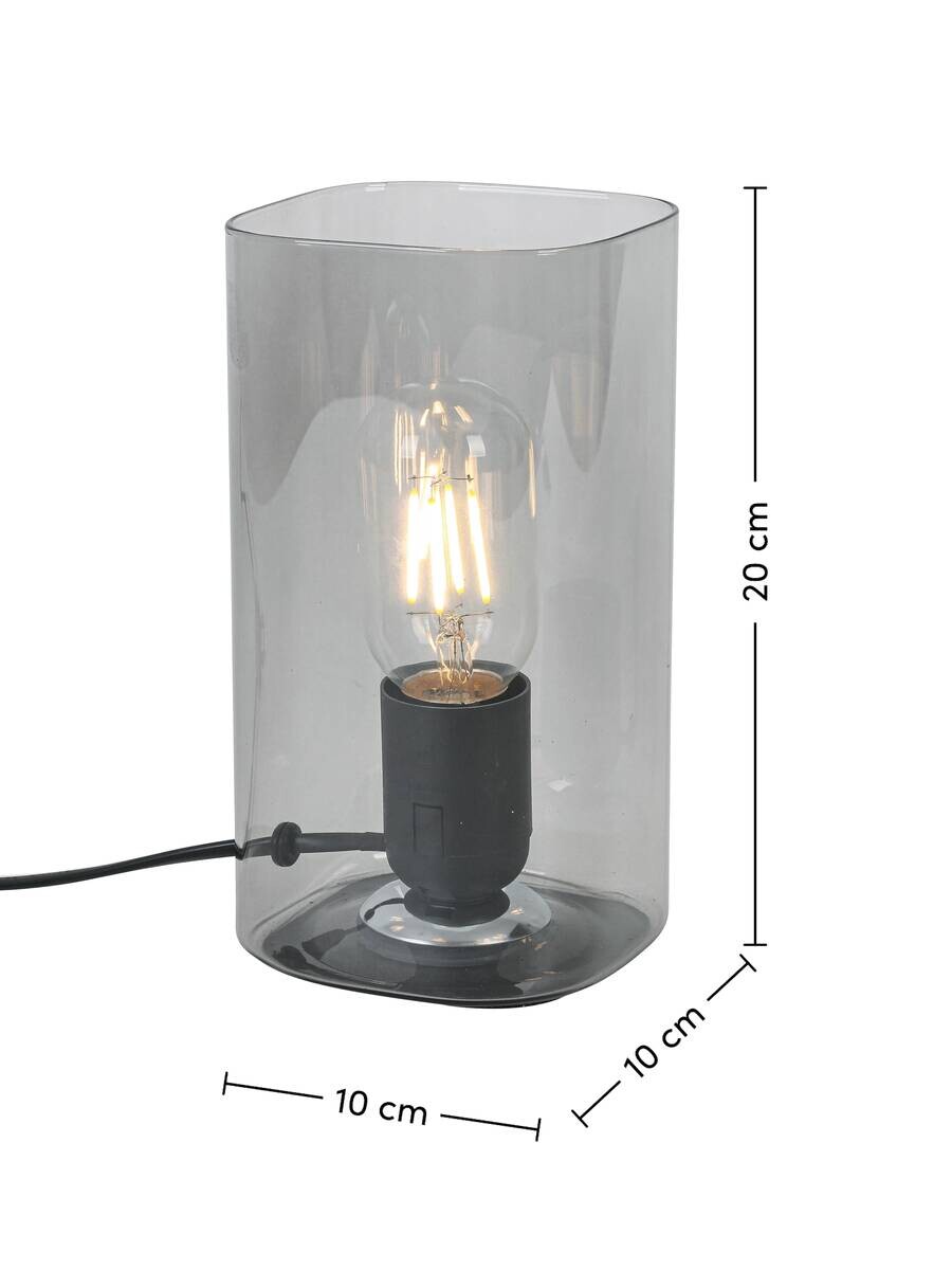 Nolo Tischleuchte Paige Rauch Glas B/H/L: ca. 9,5x20x9,5 cm E27 1 Brennstellen