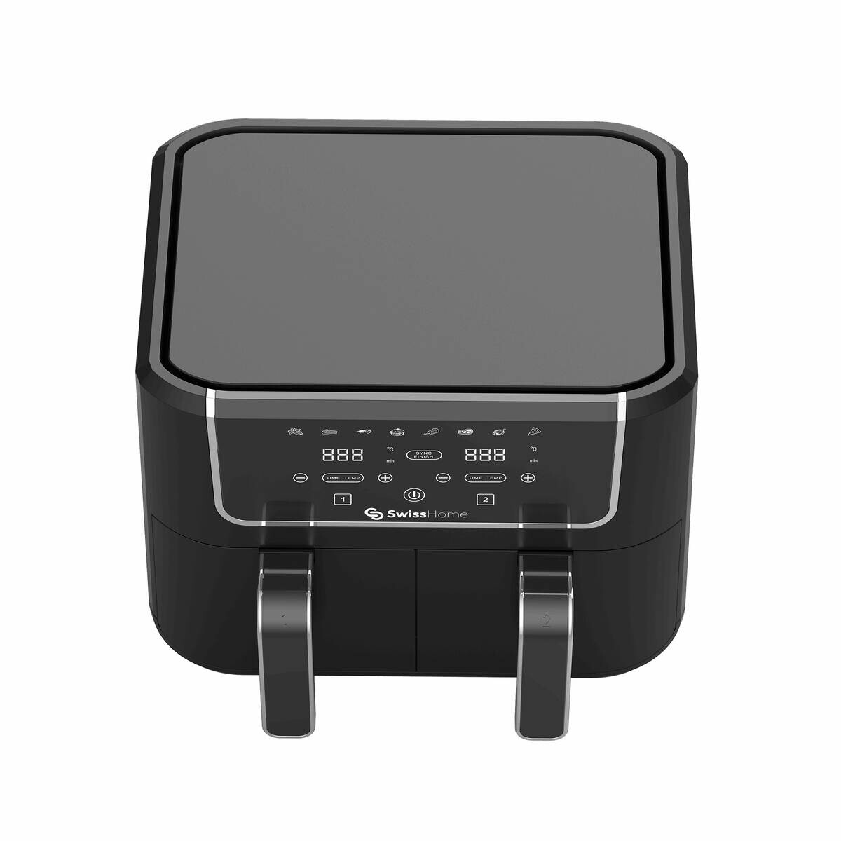 SWISS HOME Doppel-Heißluftfritteuse SH-6931 schwarz Kunststoff B/H/L: ca. 24x28x32 cm ca. 3 l