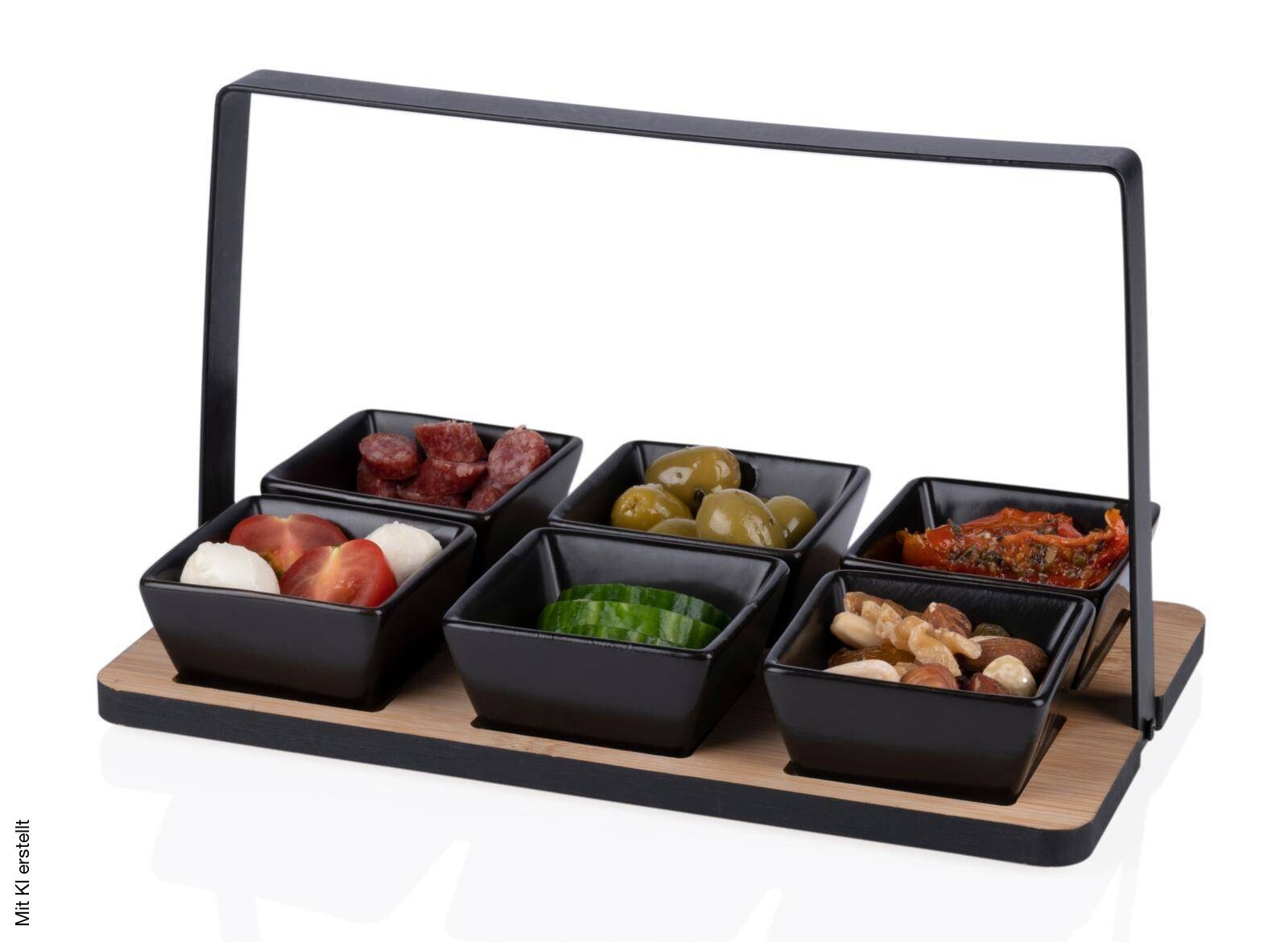 Appetizer-Set 7tlg. schwarz Bambus