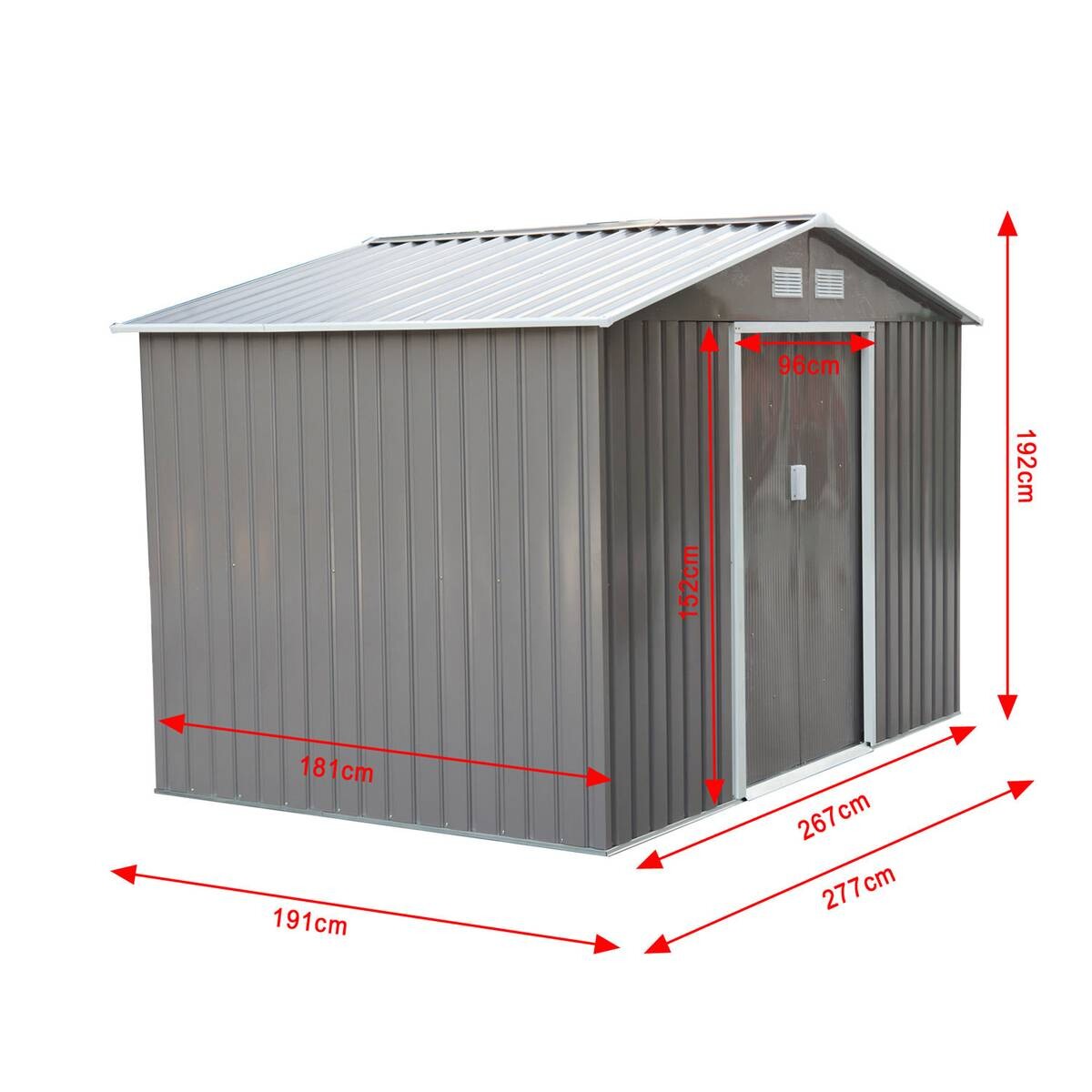 Outsunny Gartenhaus grau B/H/L: ca. 181x192x277 cm