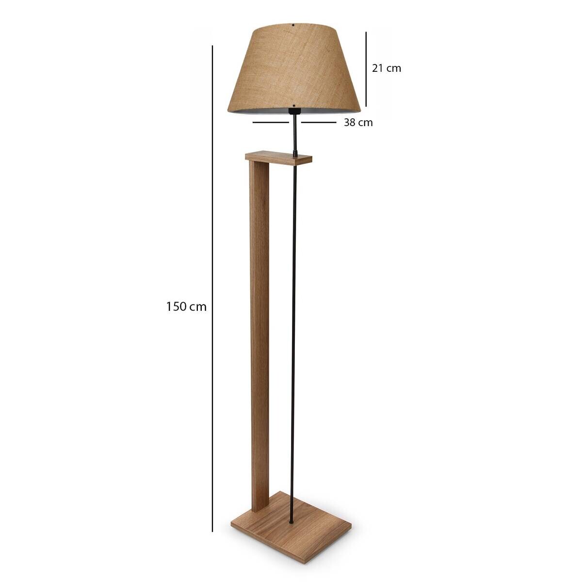 Opviq Stehlampe beige Stoff Holz B/H/T/L: ca. 21x150x35x21 cm E27 1 Brennstellen