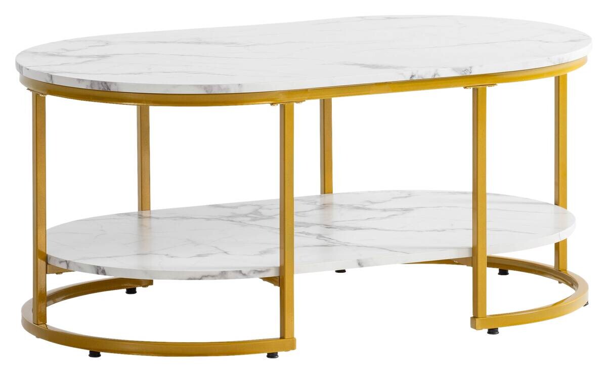 Wohnling Couchtisch weiß Marmor B/H/T: ca. 100x45x60 cm