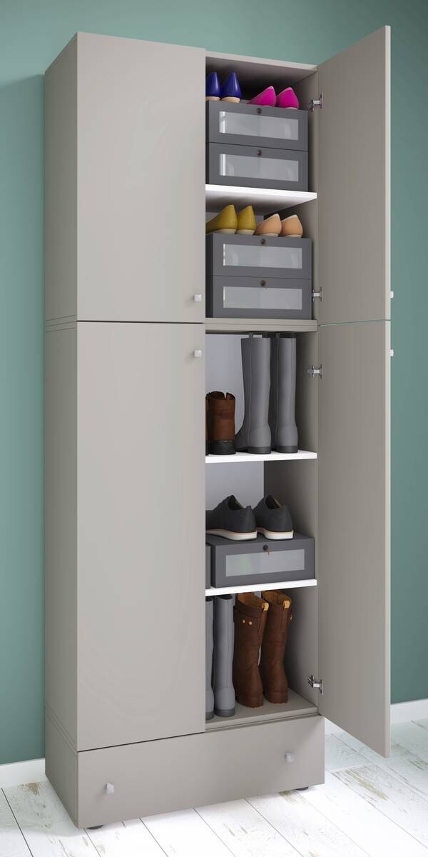 Schuhschrank Lona grau weiß B/H/T: ca. 70x200x39 cm