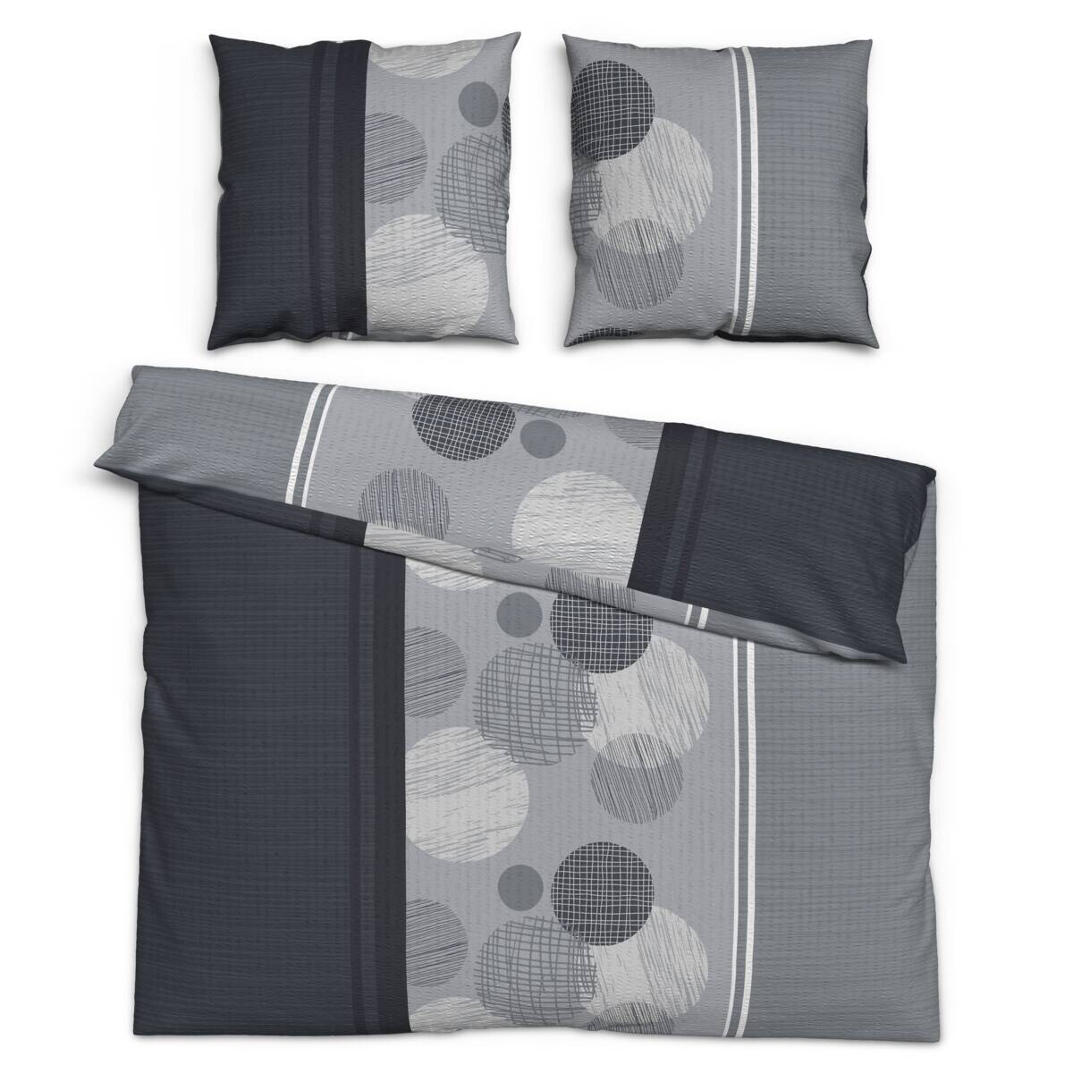 Microfaser Bettwäsche Seersucker schwarz grau 100% Polyester B/L: ca. 200x200 cm