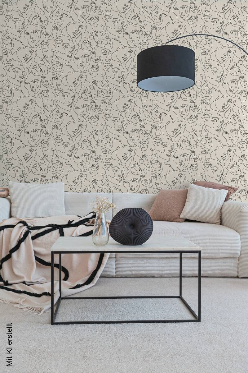 Vliestapete Abstrakt weiß schwarz B/L: ca. 53x1005 cm