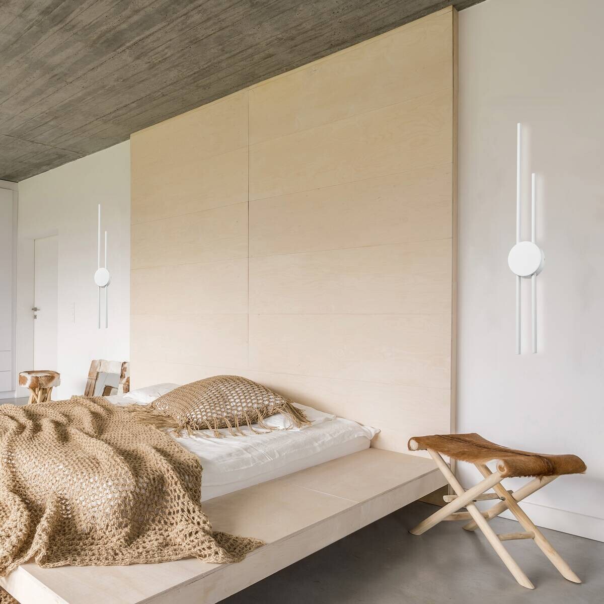 Lamkur LED-Wandleuchte weiß PVC Holz B/H/L: ca. 12x80x12 cm