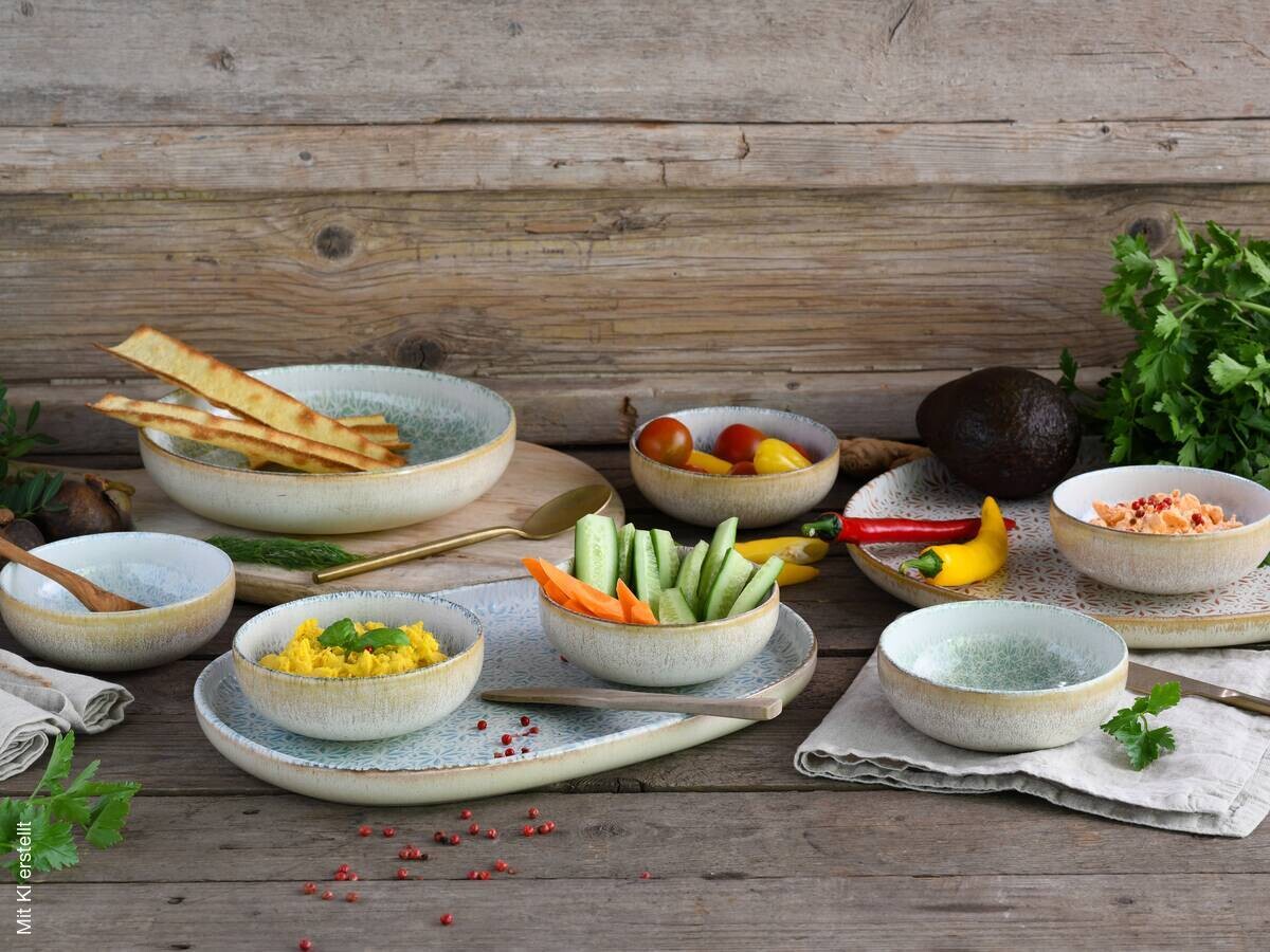CreaTable Tafelservice Uno Emiliana blau Steinzeug 12 tlg.