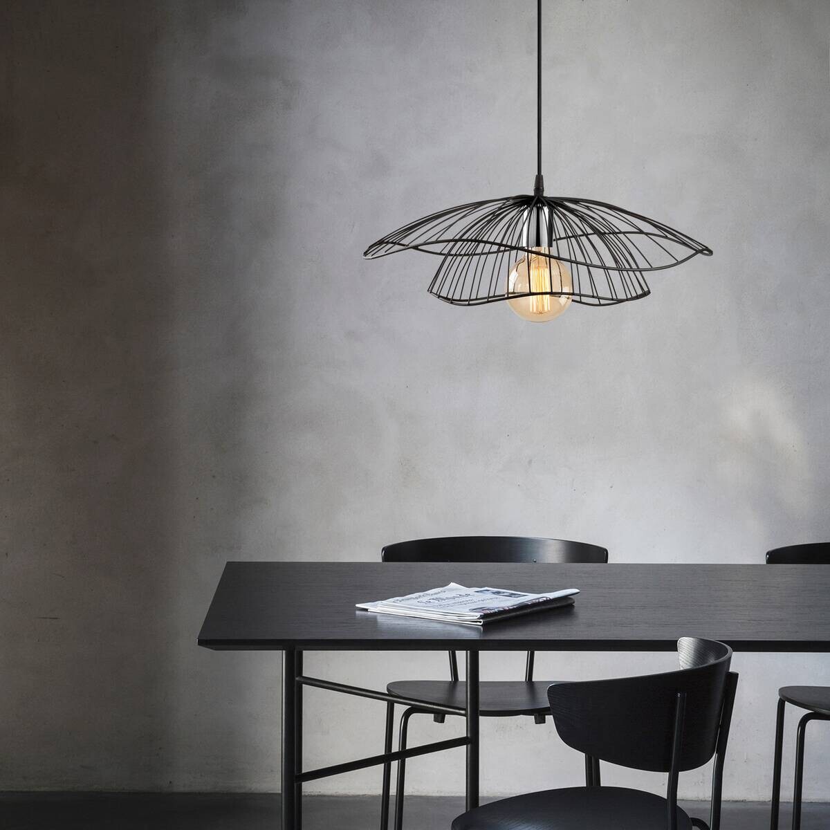 Opviq Pendelleuchte Tel schwarz Metall B/H/T/L/D: ca. 50x111x50x50x50 cm E27 1 Brennstellen