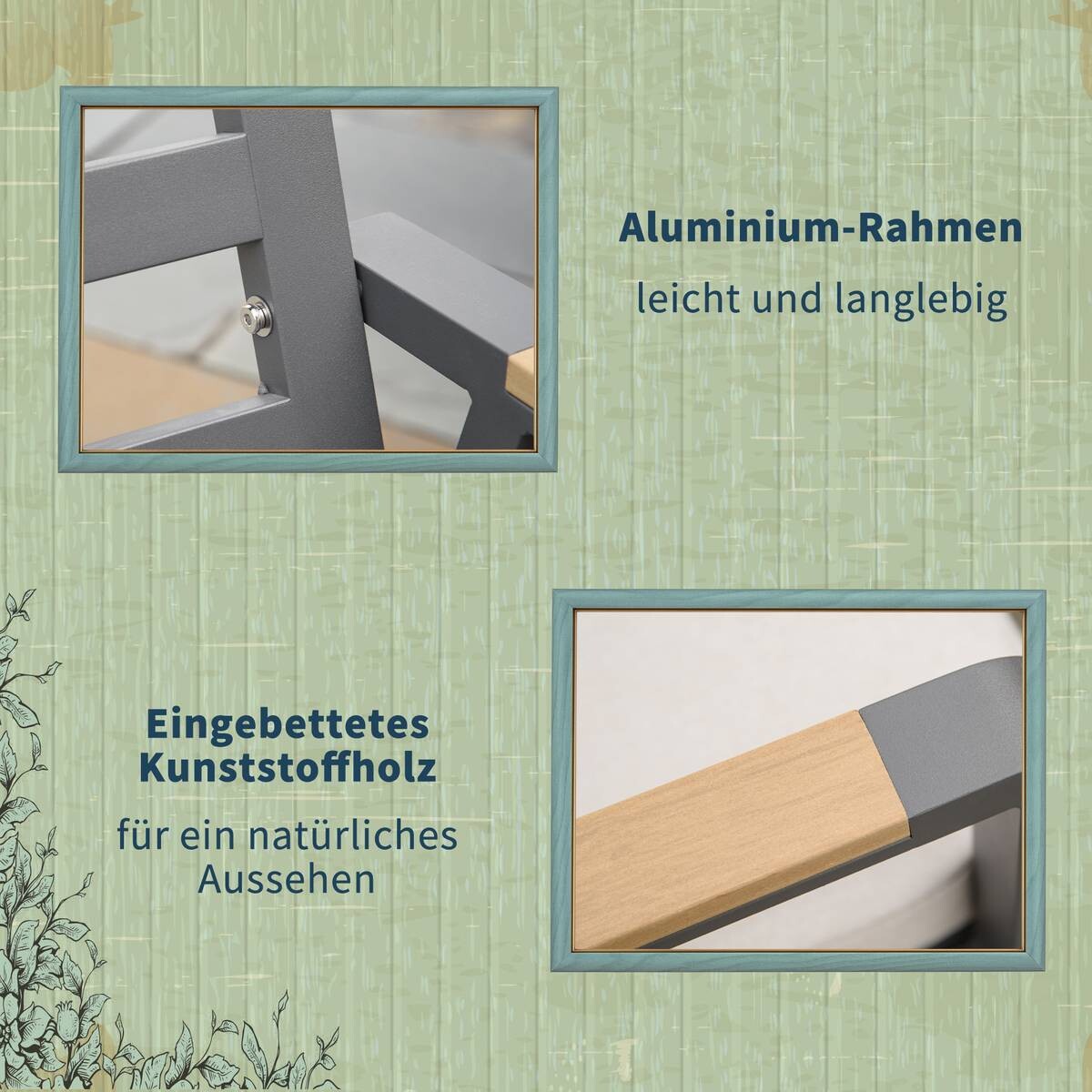 Outsunny Gartensitzgruppe grau Aluminium B/H/L: ca. 93x73x175 cm
