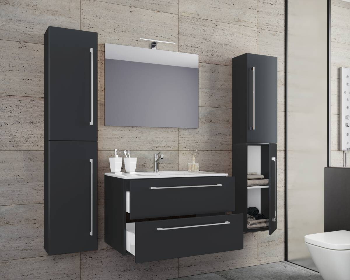 Waschplatz 5tlg-Badinos schwarz B/H/T: ca. 60x50x46 cm