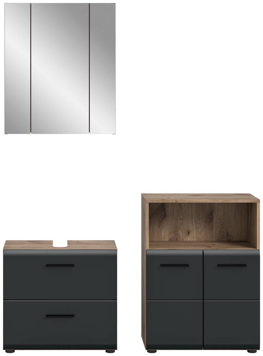 Badezimmer-Set Ice Nox Oak Nachbildung schwarz matt B/H/T: ca. 135x185x30 cm