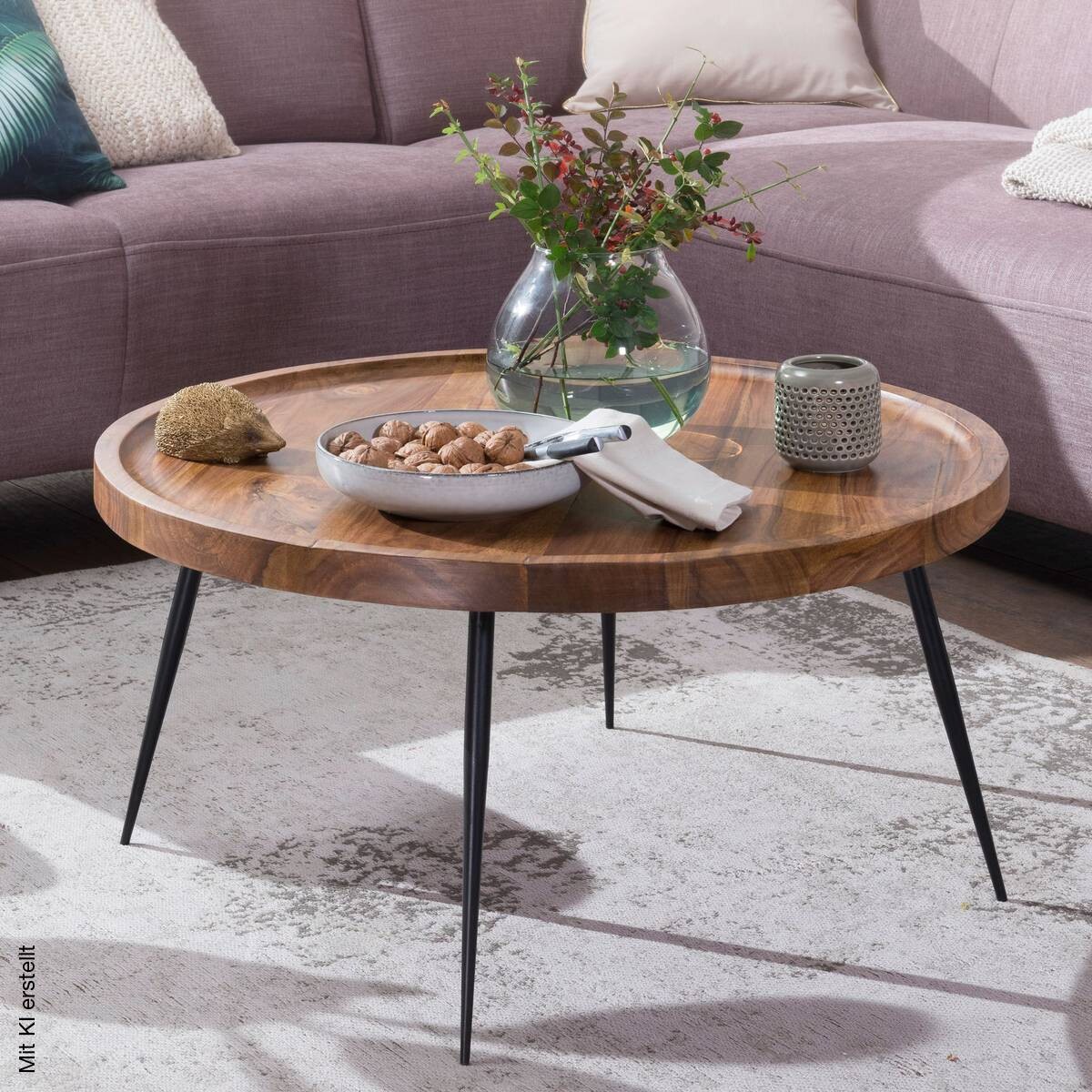 Couchtisch natur schwarz lackiert B/H/T: ca. 75x39x75 cm