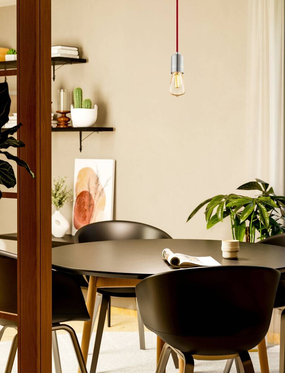 Eglo Pendelleuchte Yorth silber Metall Stahl B/H/L: ca. 10x200x10 cm E27 1 Brennstellen