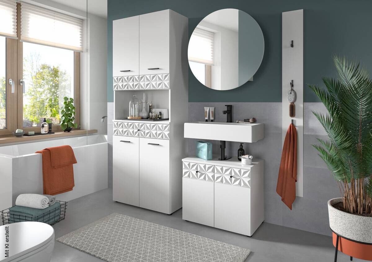 Badezimmer-Set Prisma weiß B/H/T: ca. 60x187x37 cm