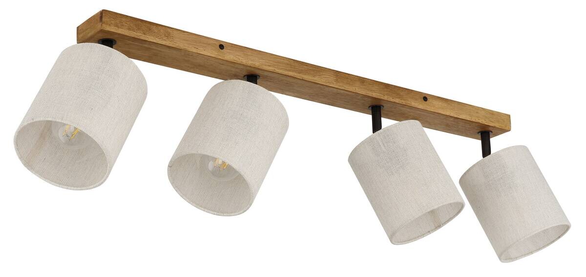 GLOBO Spot JULE braun Leinen Holz B/H/T: ca. 13x24x79,5 cm E27 4 Brennstellen