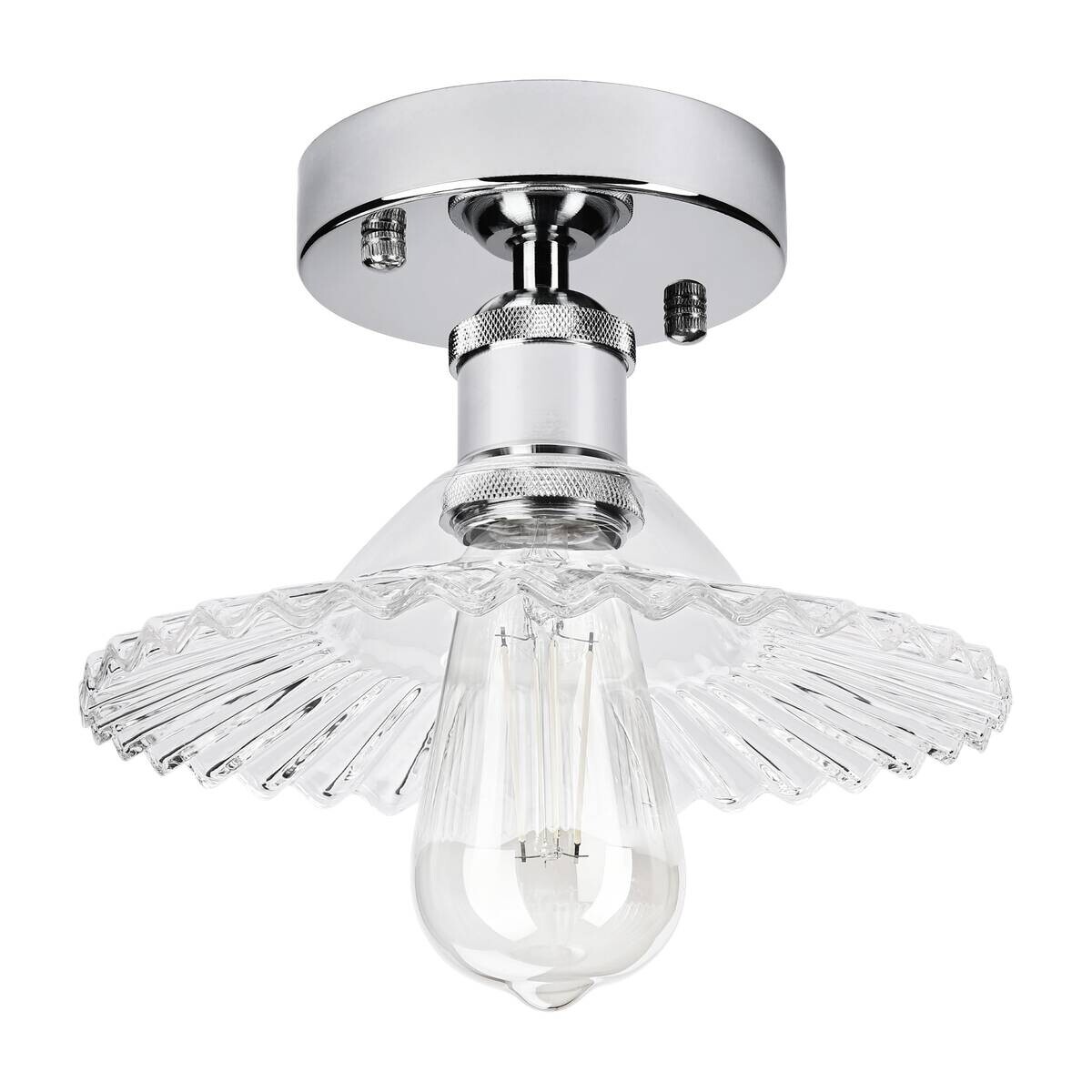 Lamkur Deckenleuchte Chrom transparent Stahl Glas B/H/L: ca. 21,5x13,5x21,5 cm E27 1 Brennstellen