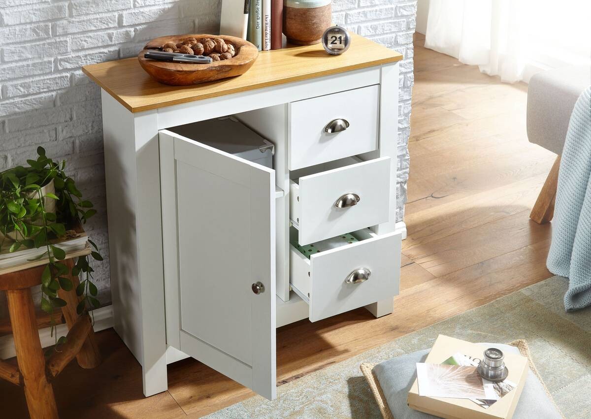 Sideboard weiß natur B/H/T: ca. 79x81x35 cm