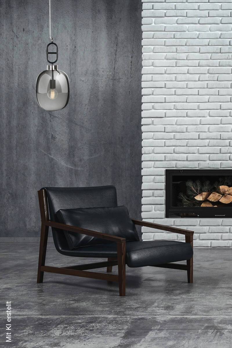Kayoom Pendelleuchte Calai I 410 grau schwarz Glas Metall B/H/L: ca. 25x150x25 cm E27 1 Brennstellen