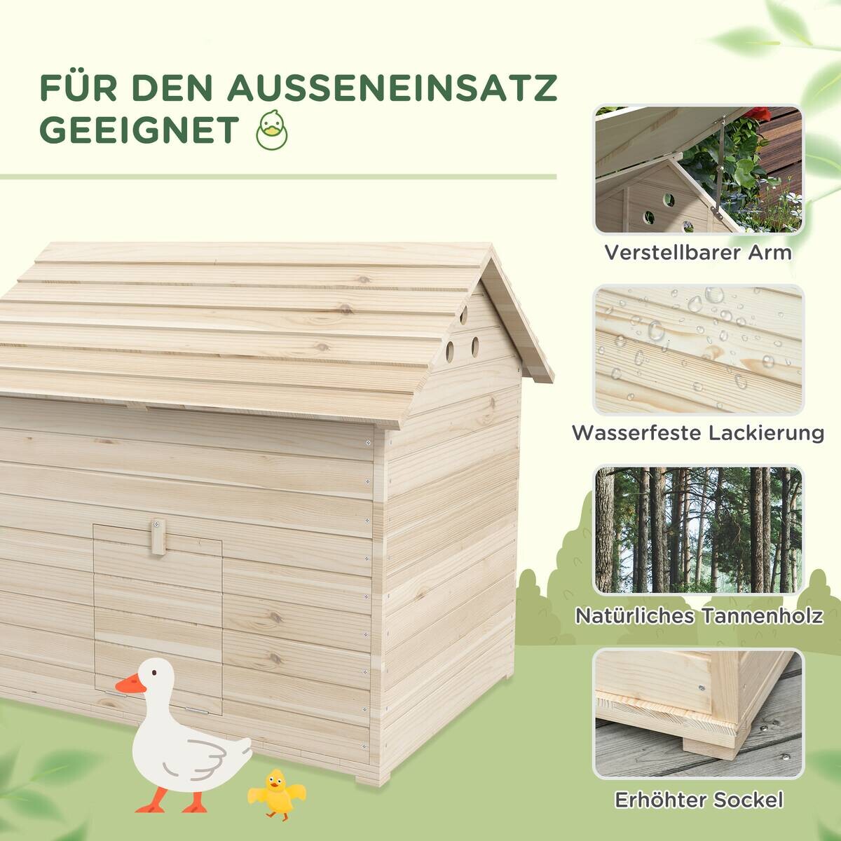 PawHut Entenhaus Holzoptik Holz B/H/L: ca. 82,5x91x100 cm