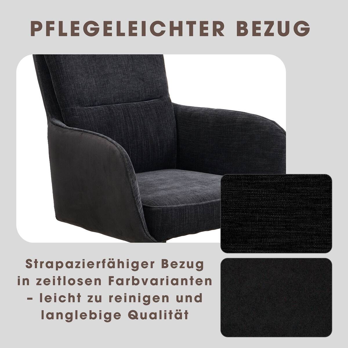 Stuhl TINO, 2er-Set schwarz Metall Microfaser B/H/T: ca. 62x94x70 cm