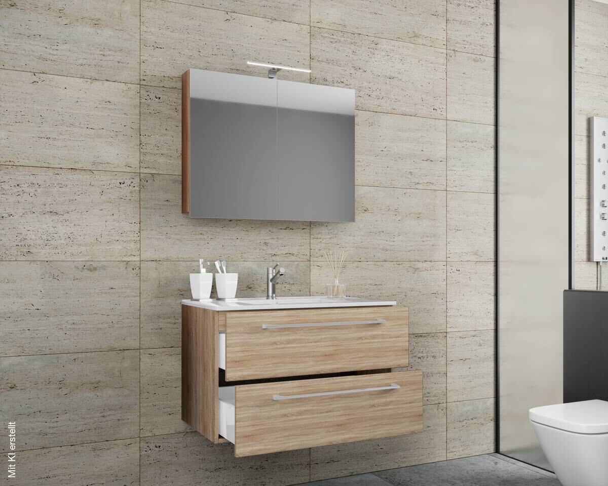 Waschplatz 3tlg-Badinos Eiche Sonoma Nachbildung B/H/T: ca. 60x50x46 cm